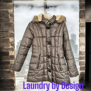 Laundry by Design Women's Brown Puffer Coat sz L